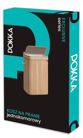 Kosz Na Pranie Bambusowy Bieliznę Składany Pojemny Jednokomorowy Wąski 72l