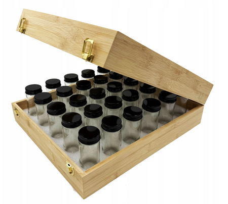 Stojak na Przyprawy Pojemniki Organizer 144 Naklejki Szklane Słoiczki 30szt