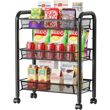 Mobilny Regał Kuchenny Łazienkowy Stolik Na Kółkach Metalowy Wózek 3