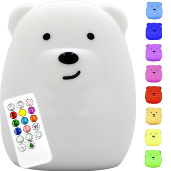 Lampka Nocna Miś Dla Dzieci Kolorowa Silikon Rgb M
