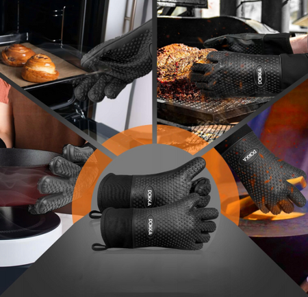 Silikonowe Rękawice Kuchenne Żaroodporne Zestaw 2x Do Grilla Piekarnika