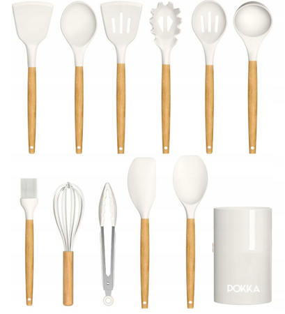 Przybory Kuchenne Silikonowe Zestaw Akcesoriów Kuchennych Białe Sztuk 12