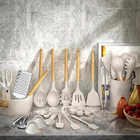 Przybory Kuchenne Zestaw Akcesoriów Kuchennych xxl 34 Szt Białe Silikonowe