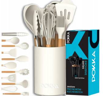 Przybory Kuchenne Silikonowe Zestaw Akcesoriów Kuchennych Białe Sztuk 12