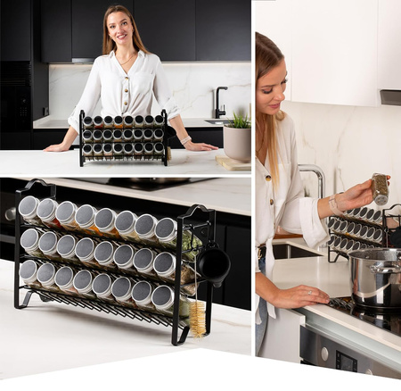 Stojak Na Przyprawy 24 Szklane Słoiczki Pojemniki Organizer +144 Naklejki