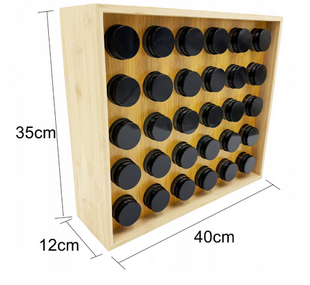 Stojak na Przyprawy Pojemniki Organizer 144 Naklejki Szklane Słoiczki 30szt
