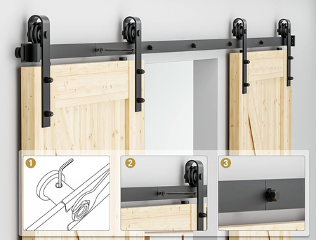 System Drzwi Przesuwnych Loft Retro Barn Door Zestaw Podwójny 3m