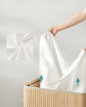 Kosz Na Pranie Bambusowy Bieliznę Składany Pojemny Jednokomorowy Wąski 72l