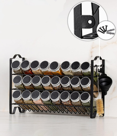 Stojak Na Przyprawy 24 Szklane Słoiczki Pojemniki Organizer +144 Naklejki