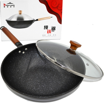 Patelnia Wok 33cm Stalowy Chiński Głęboki Z Przykrywką Do Dań Azjatyckich