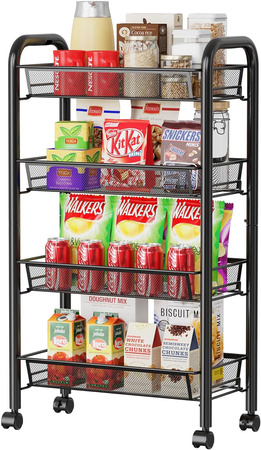 Mobilny Regał Kuchenny Łazienkowy Stolik Na Kółkach Metalowy Wózek 4