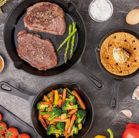 Zestaw Patelni Żeliwnych 3szt. Patelnia Żeliwna Grilowania Na Ognisko Iron3