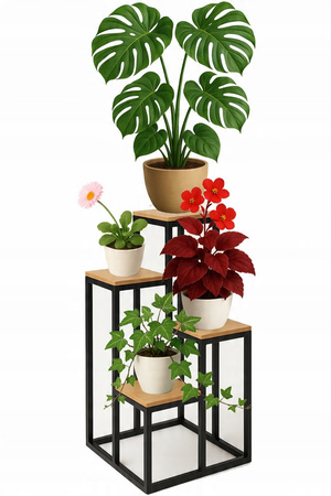 Kwietnik Stojący Metalowy 4-poziomowy Stojak Na Doniczki Kwiaty 4444