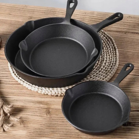 Zestaw Patelni Żeliwnych 3szt. Patelnia Żeliwna Grilowania Na Ognisko Iron3