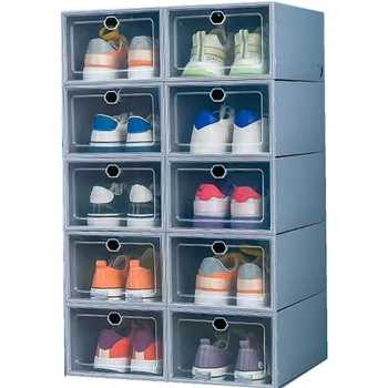 10x Pudełko Pojemnik Organizer Na Buty Z Szary Klapą S Z A R Y