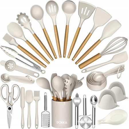 Przybory Kuchenne Zestaw Akcesoriów Kuchennych xxl 34 Szt Białe Silikonowe