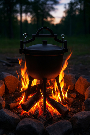 Kociołek Żeliwny 11l Wiszący Garnek Myśliwski Do Pieczonek Ognisko Iron 11l