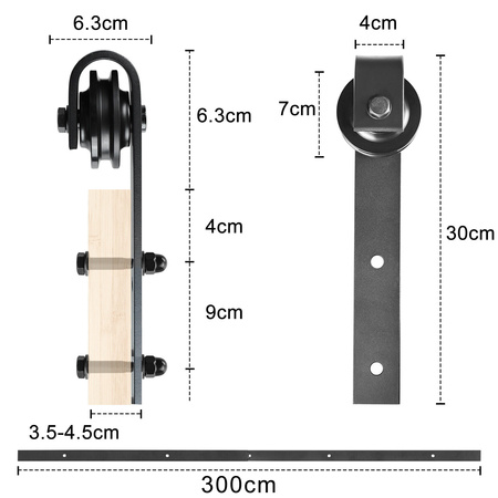 System Drzwi Przesuwnych Loft Retro Barn Door Zestaw Podwójny 3m