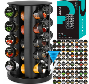 Stojak Na Przyprawy Organizer 20 Szklane Słoiczki Pojemniki + Naklejki 144
