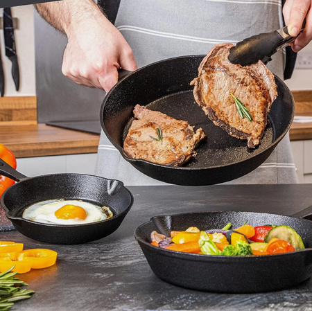 Zestaw Patelni Żeliwnych 3szt. Patelnia Żeliwna Grilowania Na Ognisko Iron3