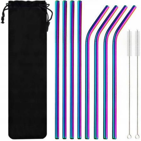 Słomki Eko Rurki Wielorazowe Metalowe Czyścik