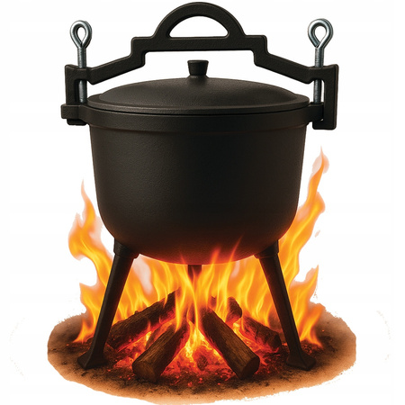 Kociołek Żeliwny 11l Wiszący Garnek Myśliwski Do Pieczonek Ognisko Iron 11l