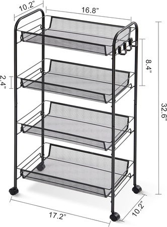 Mobilny Regał Kuchenny Łazienkowy Stolik Na Kółkach Metalowy Wózek 4