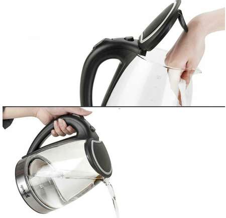 Szklany Czajnik Elektryczny 1,8 Led Bezprzewodowy