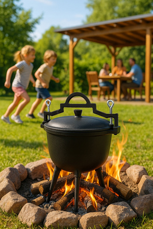 Kociołek Żeliwny 11l Wiszący Garnek Myśliwski Do Pieczonek Ognisko Iron 11l