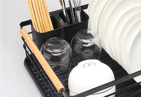 Suszarka Do Naczyń Z Tacką Czarna Duża Ociekacz