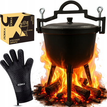 Kociołek Żeliwny 8l Wiszący Garnek Myśliwski Do Pieczonek Ognisko Iron 8l