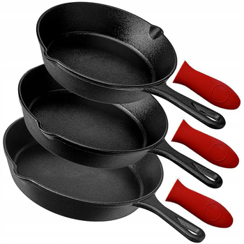 Zestaw Patelni Żeliwnych 3szt. Patelnia Żeliwna Grilowania Na Ognisko Iron3