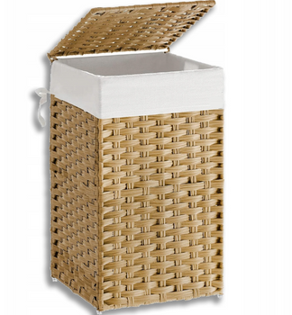 Kosz Na Pranie Wąski Bieliznę Składany Pojemny Rattan 65l