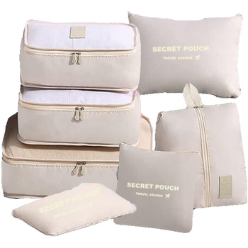 Organizer Do Walizki Podróżny Pojemny Zestaw Torby Szafy Pranie 7szt. Krem