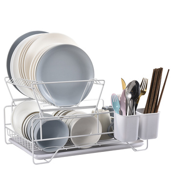 Suszarka Do Naczyń Stojąca Biała Dwupoziomowa Ociekacz Z Tacką W