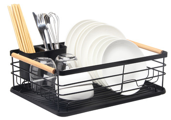Suszarka Do Naczyń Z Tacką Czarna Duża Ociekacz