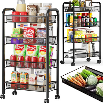 Mobilny Regał Kuchenny Łazienkowy Stolik Na Kółkach Metalowy Wózek 4