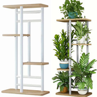 Kwietnik Metalowy 4-poziomowy Piętrowy Stojak Na Doniczki Kwiaty Drewno 4pp