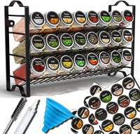 Stojak Na Przyprawy 24 Szklane Słoiczki Pojemniki Organizer +144 Naklejki